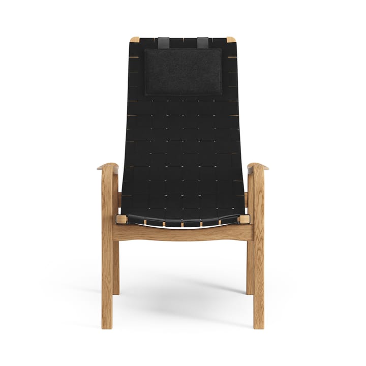 Sillón alto Primo con cojín para cuello roble aceitado, negro Swedese