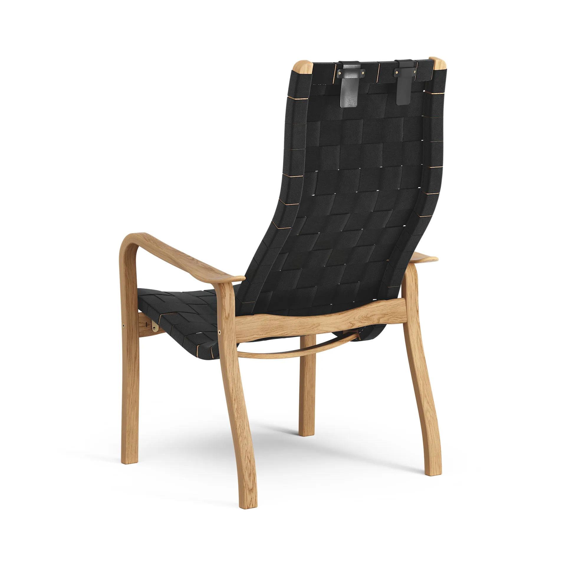 Sillón alto Primo con cojín para cuello roble aceitado, negro Swedese