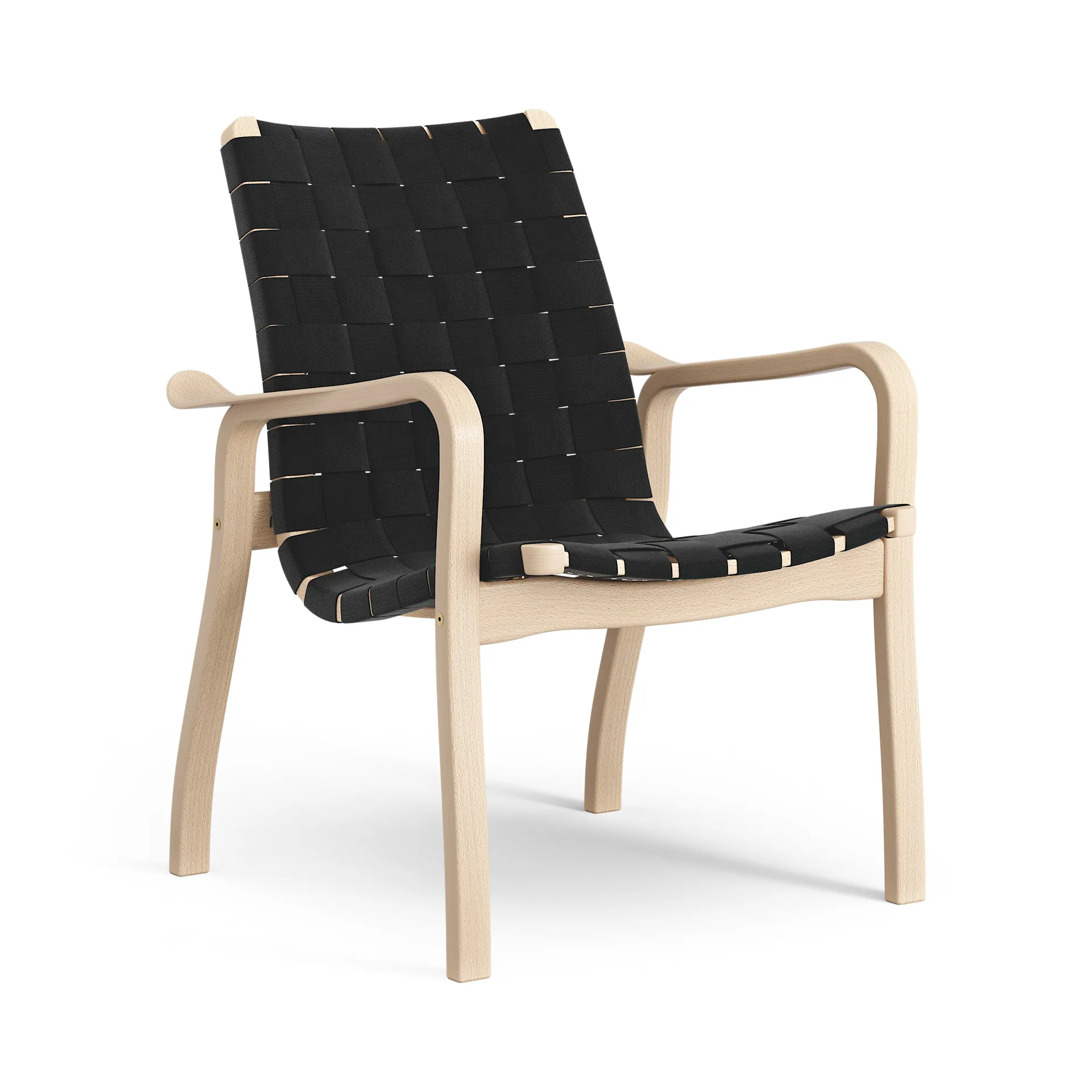 Sillón bajo Primo haya lacada, negro Swedese