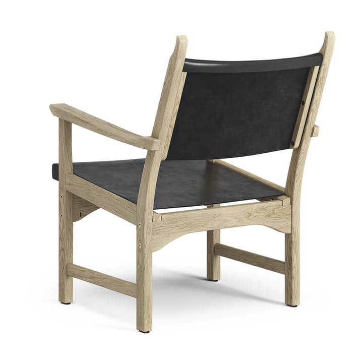 Sillón Caryngo, Roble lacado natural-cuero de silla de montar negro Swedese