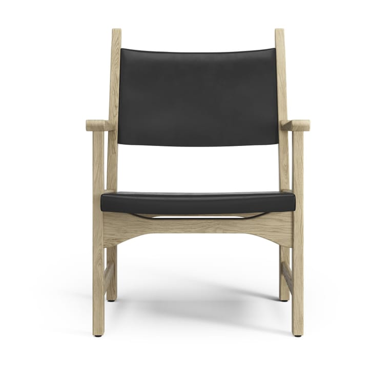 Sillón Caryngo, Roble lacado natural-cuero de silla de montar negro Swedese