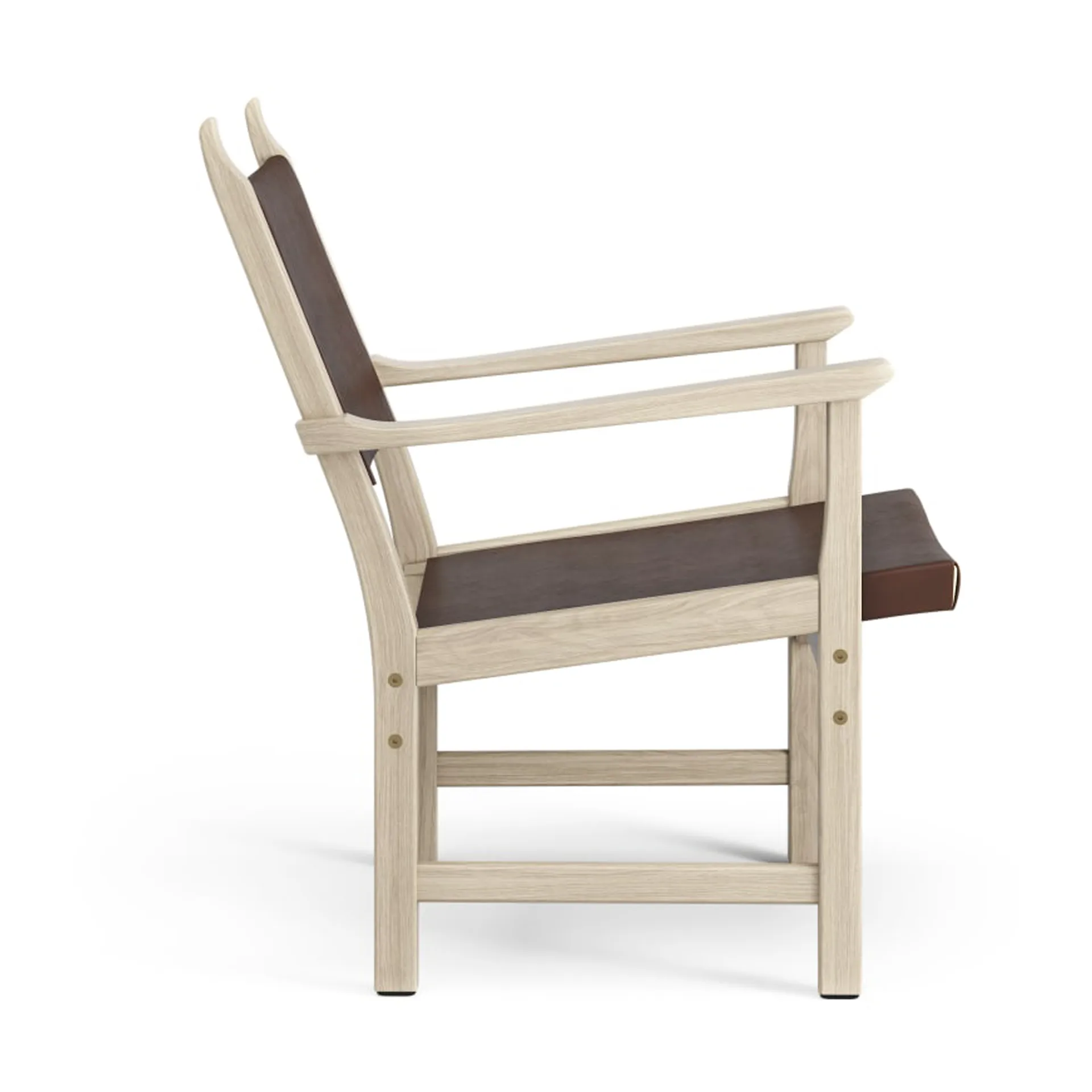 Sillón Caryngo, Roble pigmentado blanco-cuero marrón rojizo Swedese
