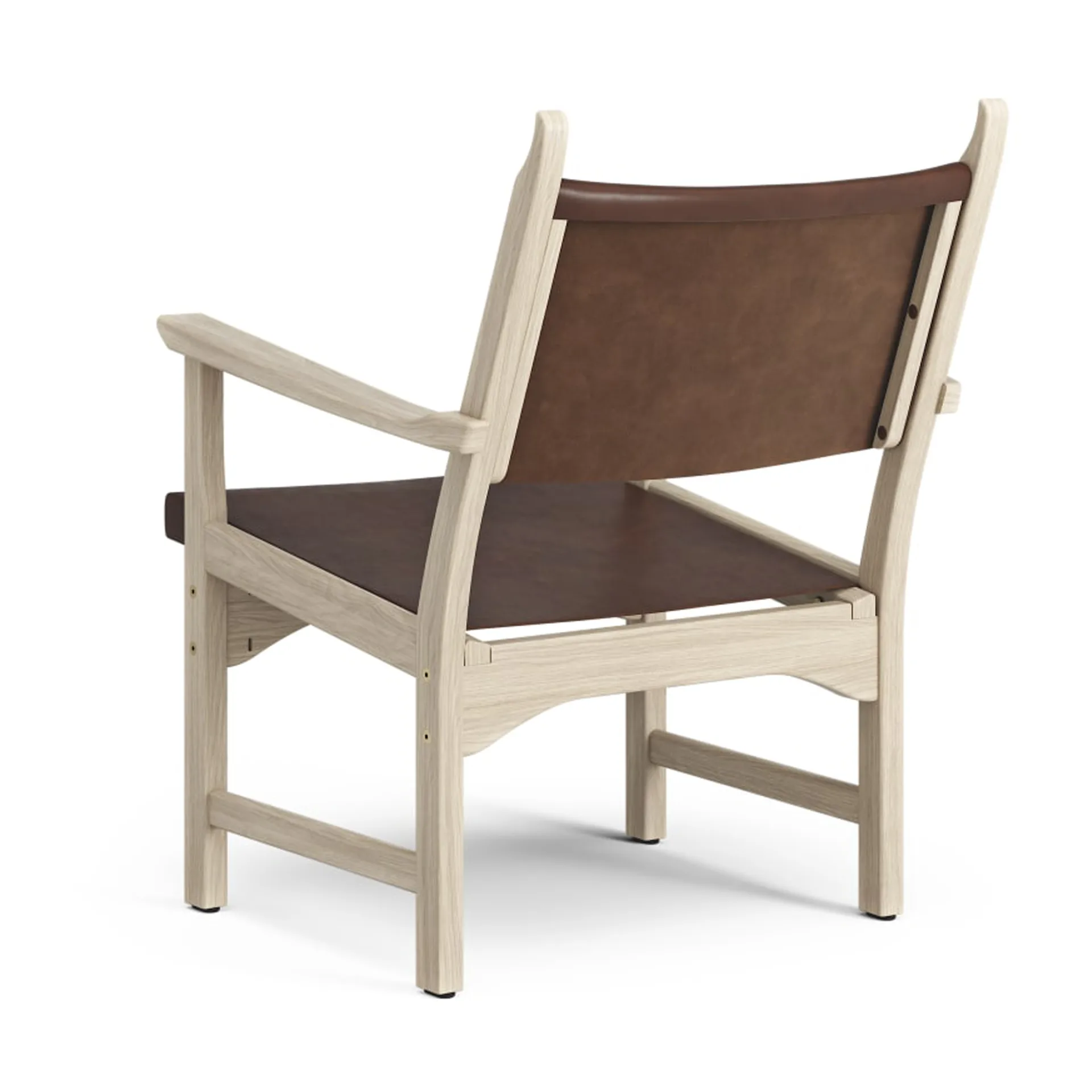 Sillón Caryngo, Roble pigmentado blanco-cuero marrón rojizo Swedese