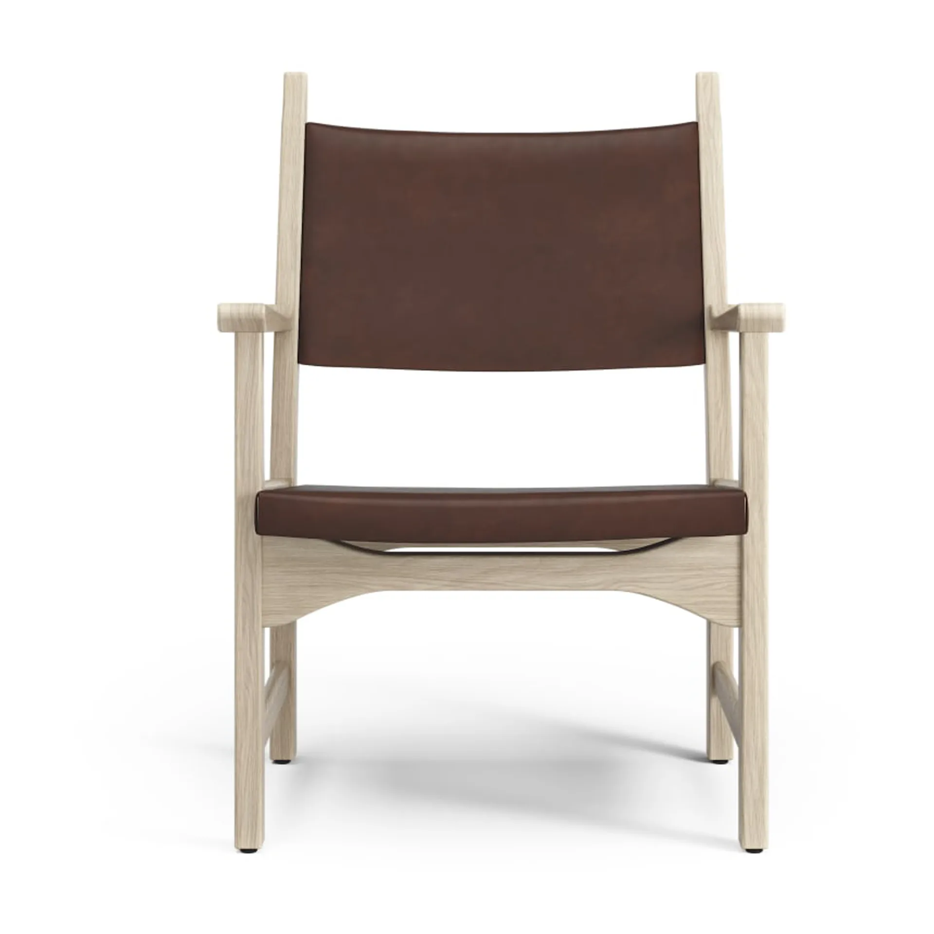 Sillón Caryngo, Roble pigmentado blanco-cuero marrón rojizo Swedese
