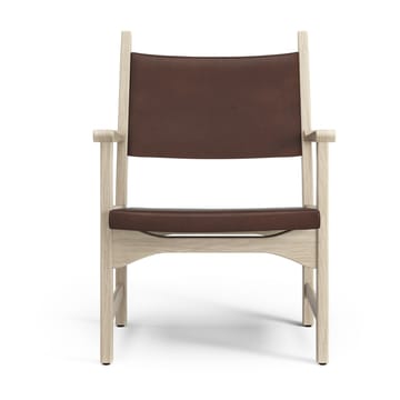 Sillón Caryngo - Roble pigmentado blanco-cuero marrón rojizo - Swedese