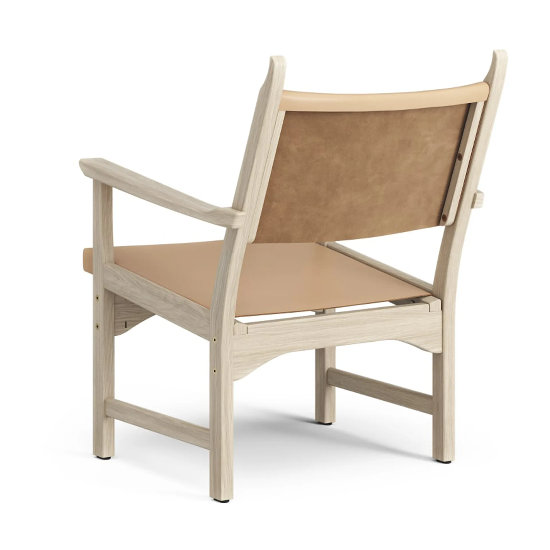 Sillón Caryngo, Roble pigmentado blanco-cuero natural Swedese
