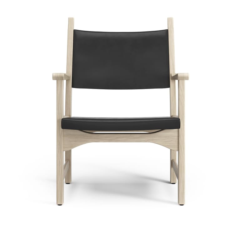 Sillón Caryngo, Roble pigmentado blanco-cuero negro Swedese