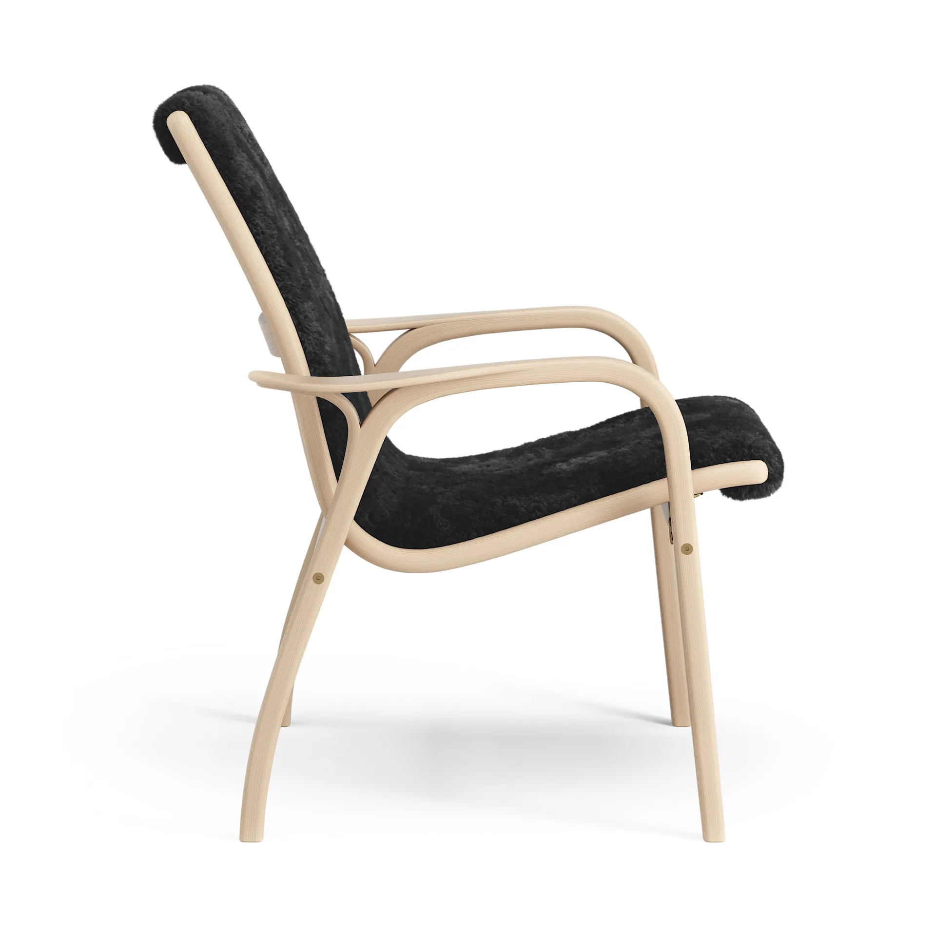 Sillón de haya lacada/piel de oveja Laminett, Black (negro) Swedese