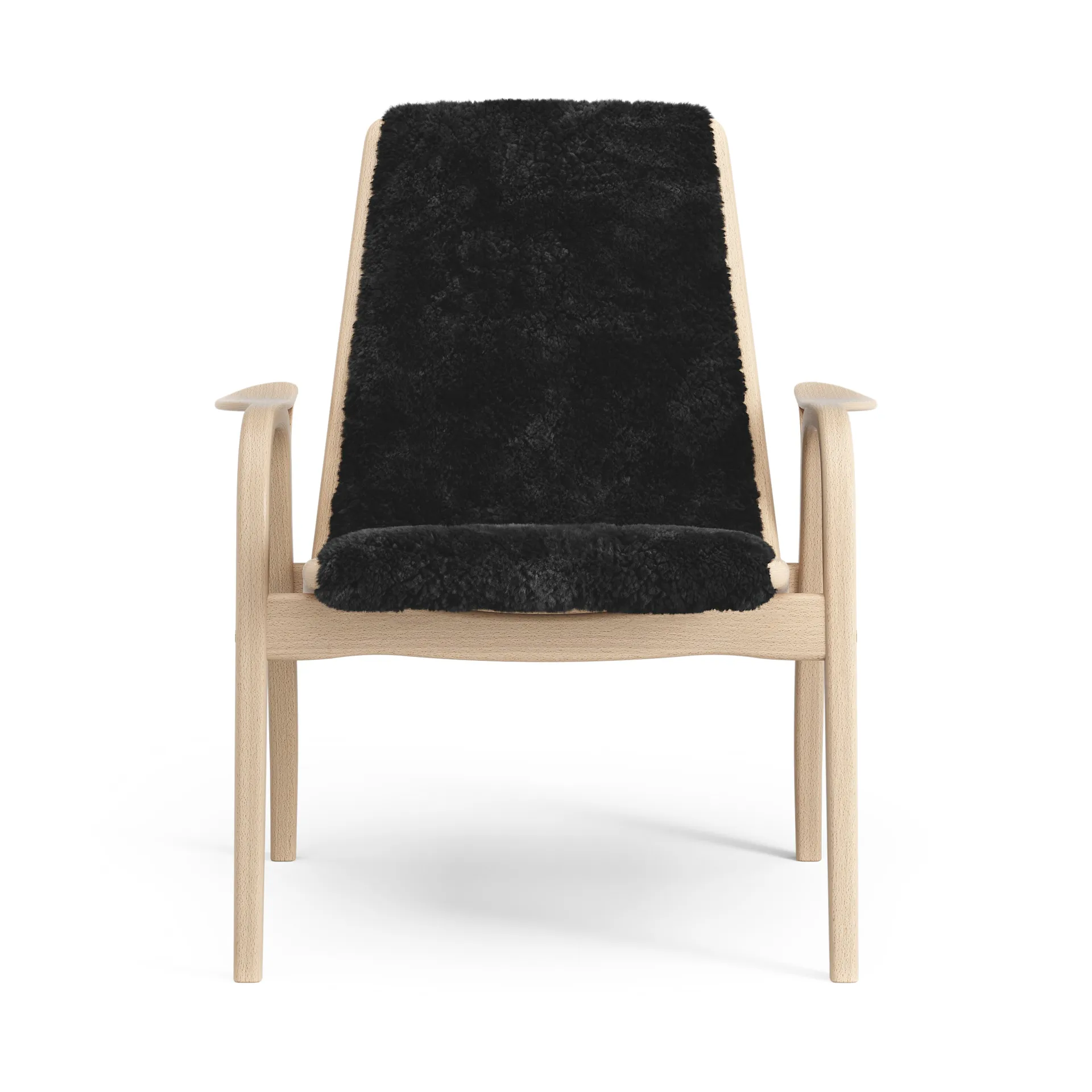 Sillón de haya lacada/piel de oveja Laminett, Black (negro) Swedese
