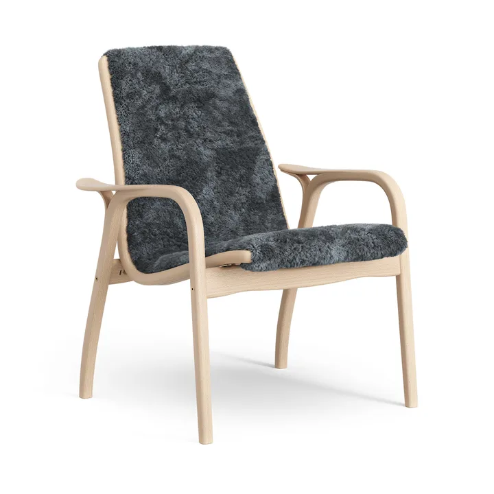 Sillón de haya lacada/piel de oveja Laminett - Charcoal (gris oscuro) - Swedese