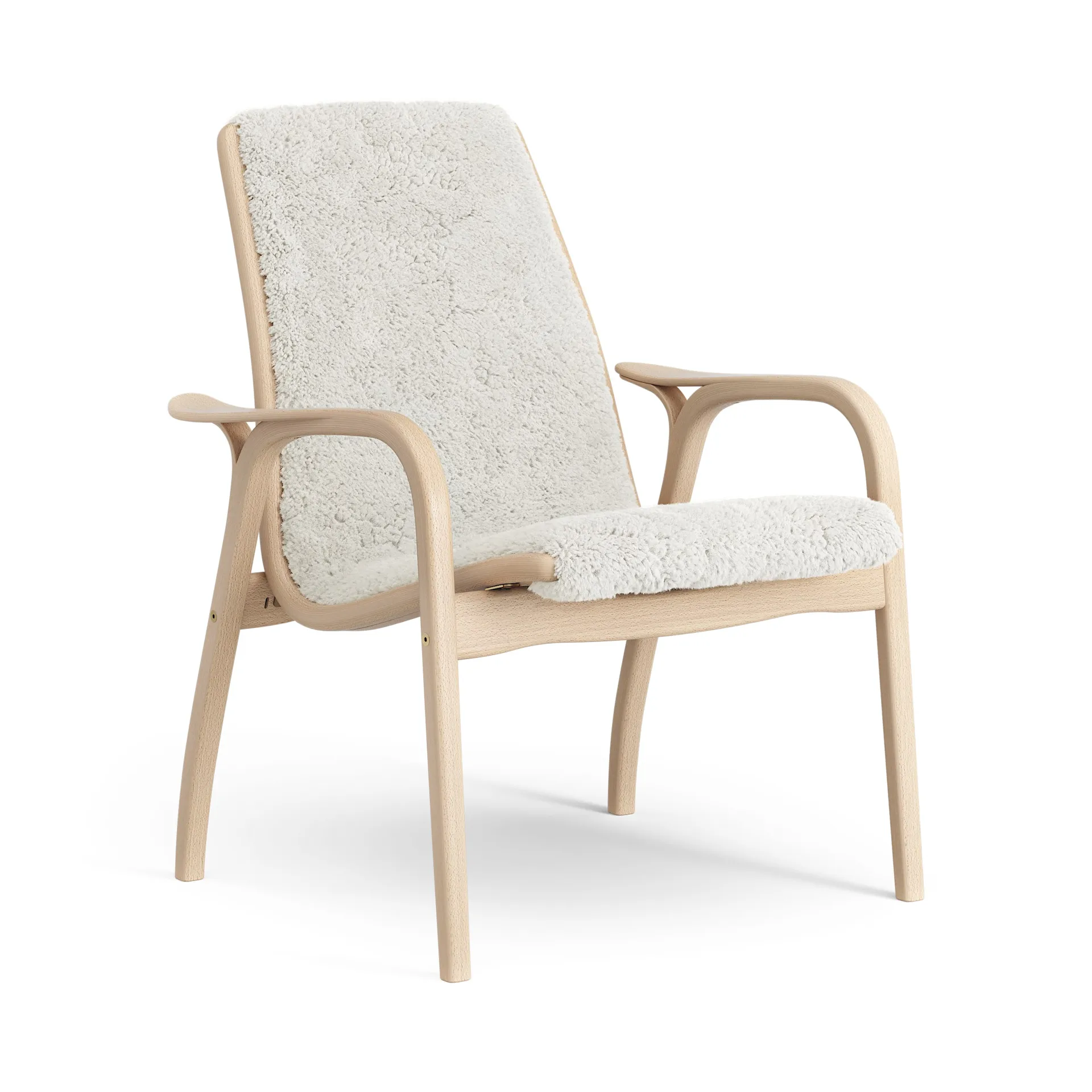 Sillón de haya lacada/piel de oveja Laminett, Offwhite (blanco) Swedese