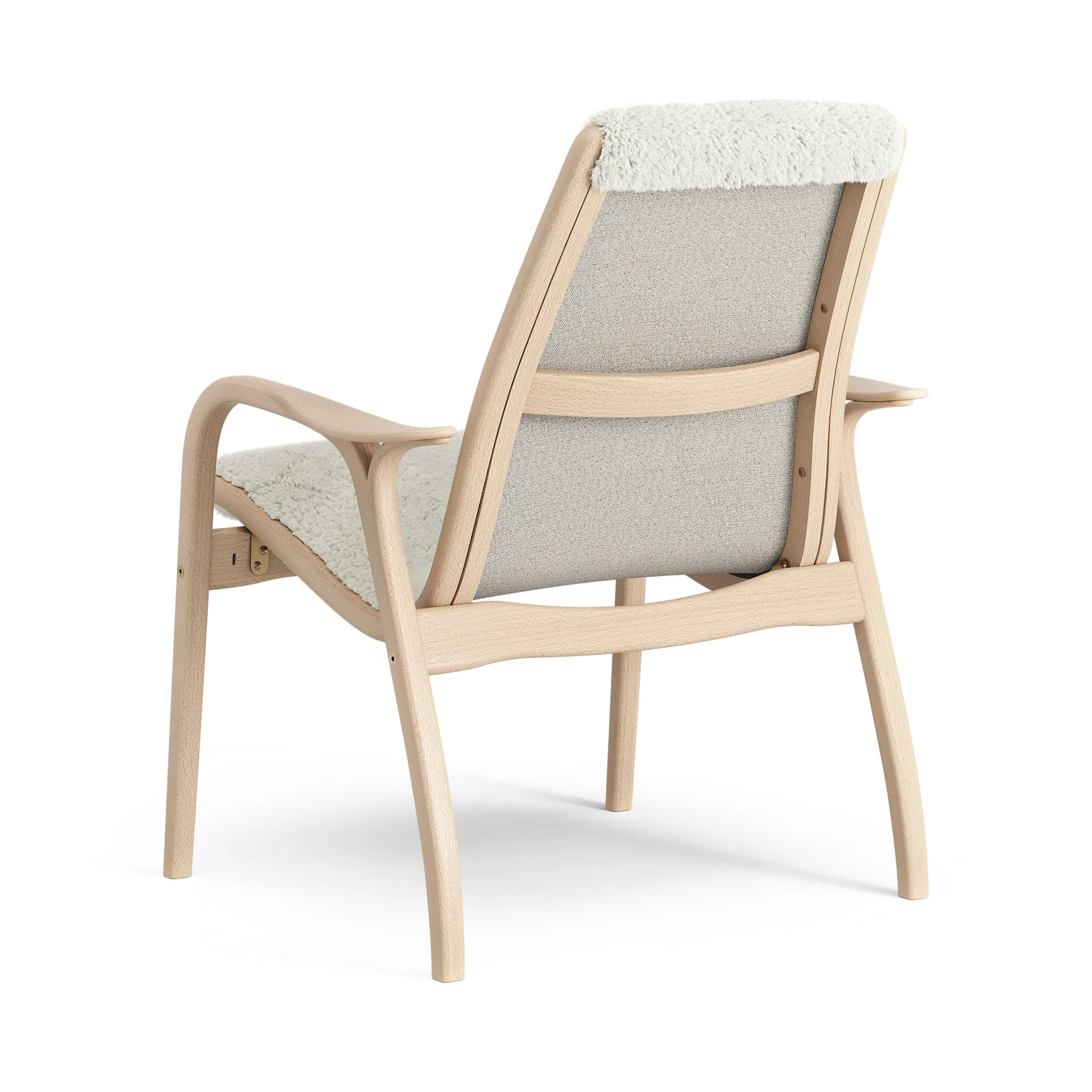 Sillón de haya lacada/piel de oveja Laminett, Offwhite (blanco) Swedese