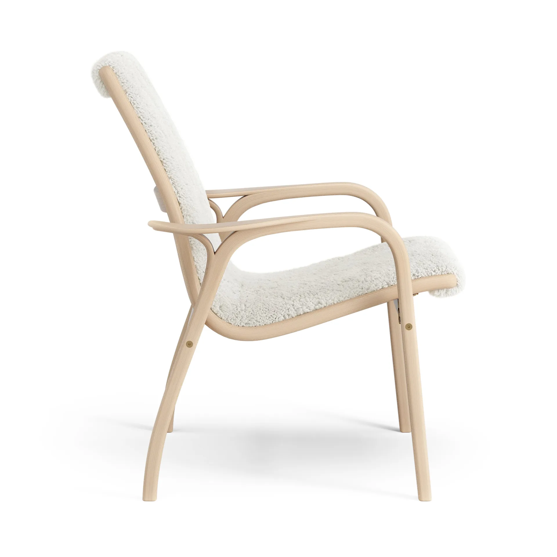 Sillón de haya lacada/piel de oveja Laminett, Offwhite (blanco) Swedese