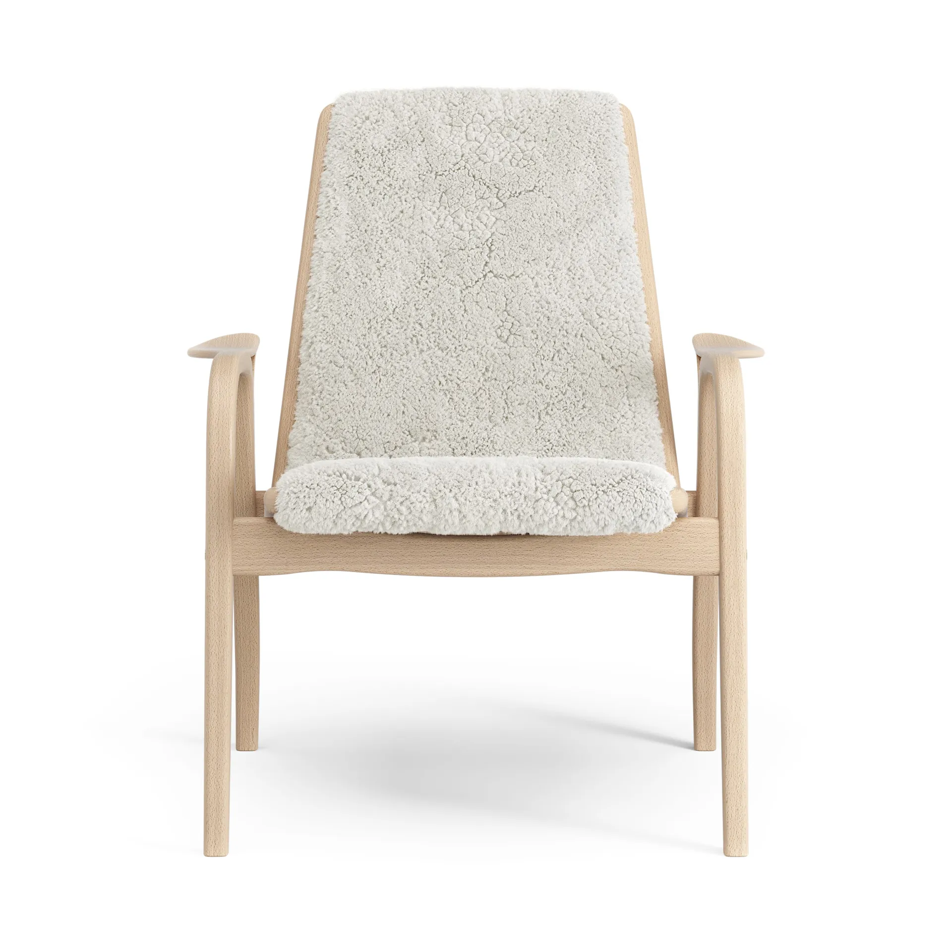 Sillón de haya lacada/piel de oveja Laminett, Offwhite (blanco) Swedese