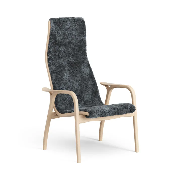 Sillón de haya lacada/piel de oveja Lamino - Charcoal (gris oscuro) - Swedese