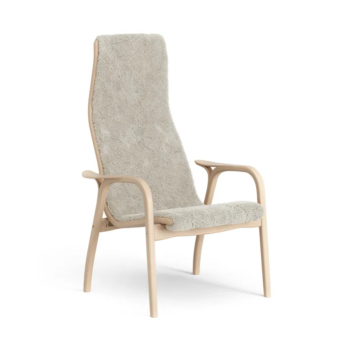 Sillón de haya lacada/piel de oveja Lamino - Moonlight (beige) - Swedese