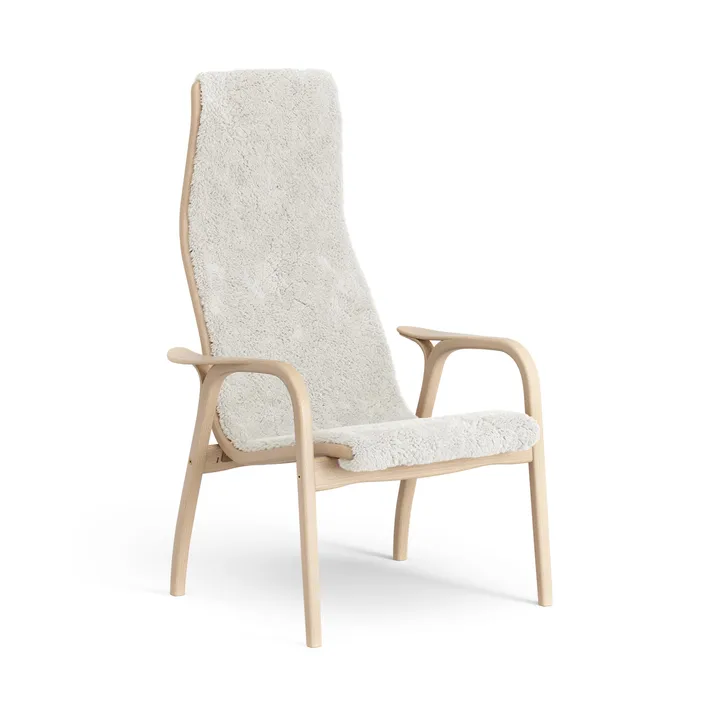 Sillón de haya lacada/piel de oveja Lamino - Offwhite (blanco) - Swedese