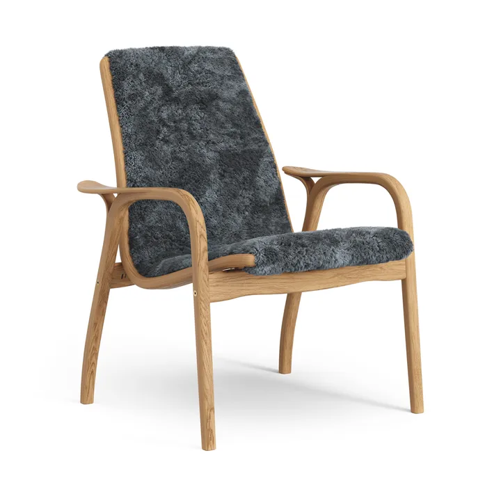 Sillón de roble aceitado/piel de oveja Laminett - Charcoal (gris oscuro) - Swedese