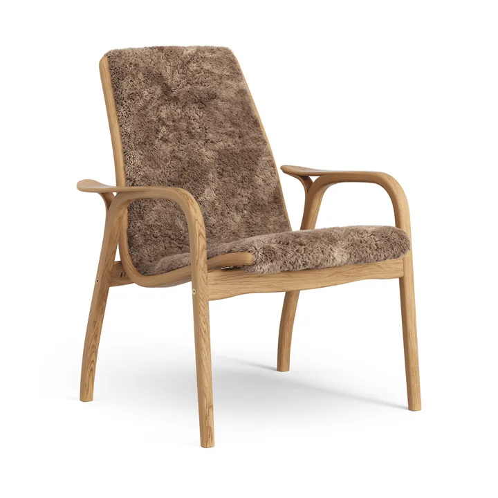 Sillón de roble aceitado/piel de oveja Laminett - Sahara (marrón nougat) - Swedese
