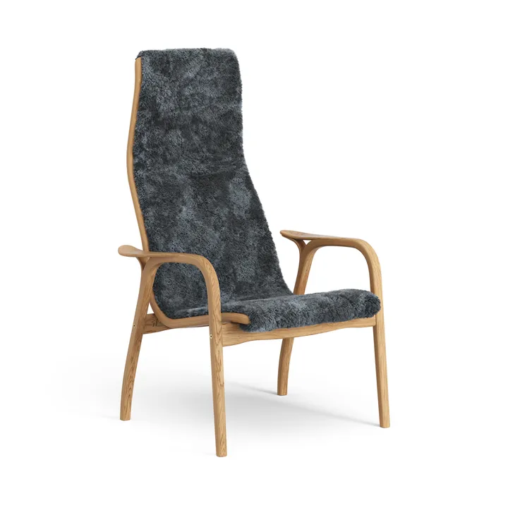 Sillón de roble aceitado/piel de oveja Lamino - Charcoal (gris oscuro) - Swedese