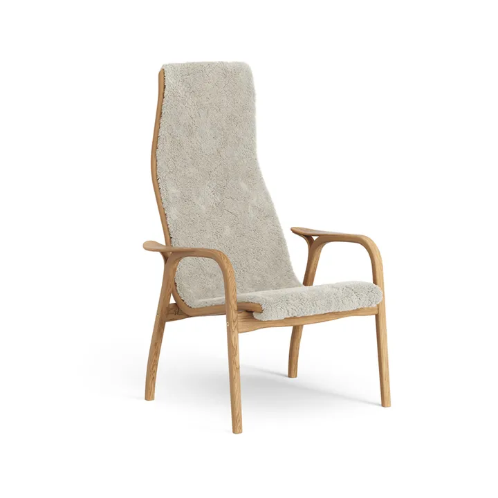 Sillón de roble aceitado/piel de oveja Lamino - Moonlight (beige) - Swedese