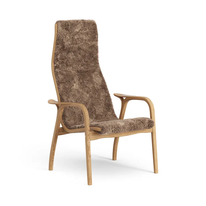 Sillón de roble aceitado/piel de oveja Lamino - Sahara (marrón nougat) - Swedese