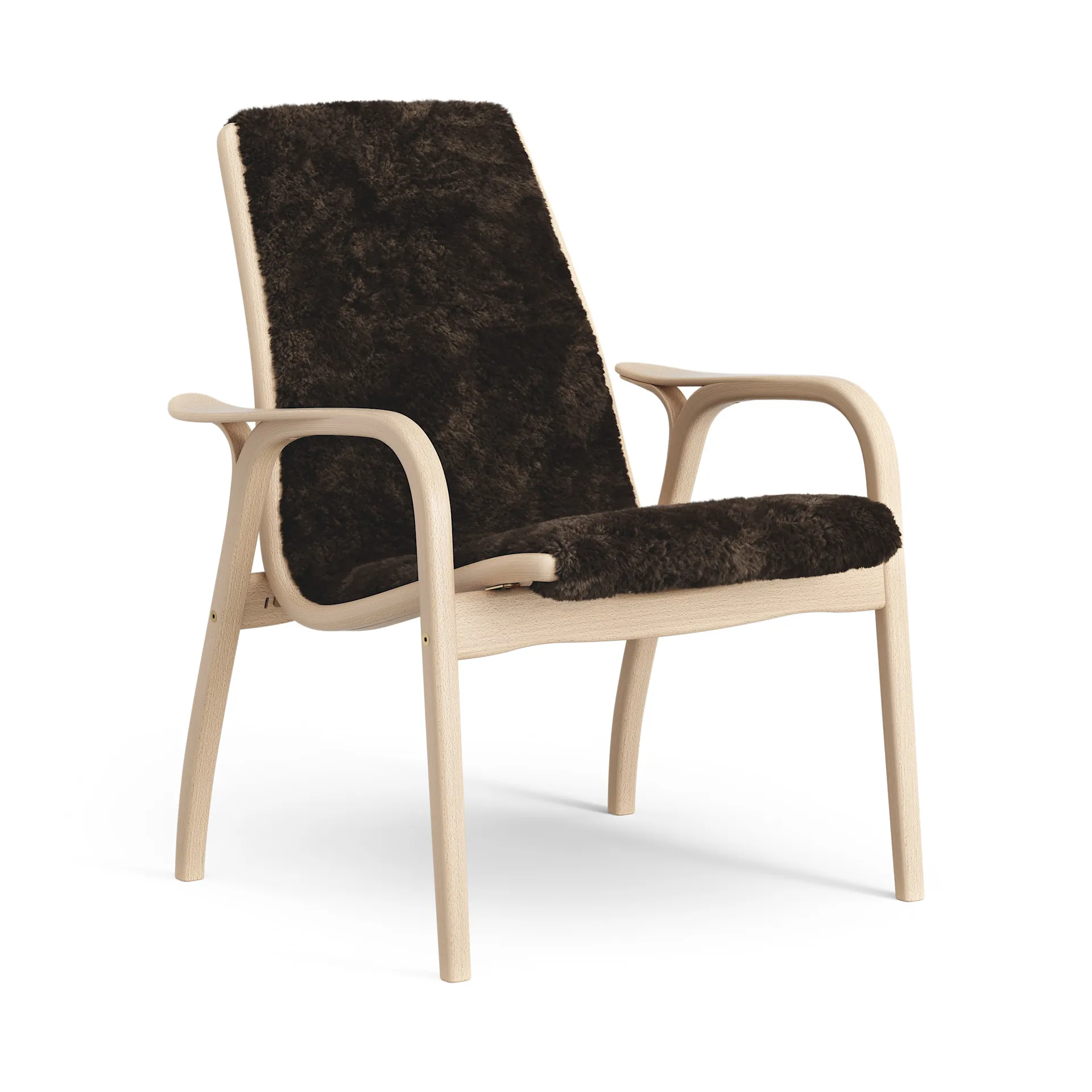 Sillón Laminett haya lacada/piel de oveja, Espresso (marrón) Swedese