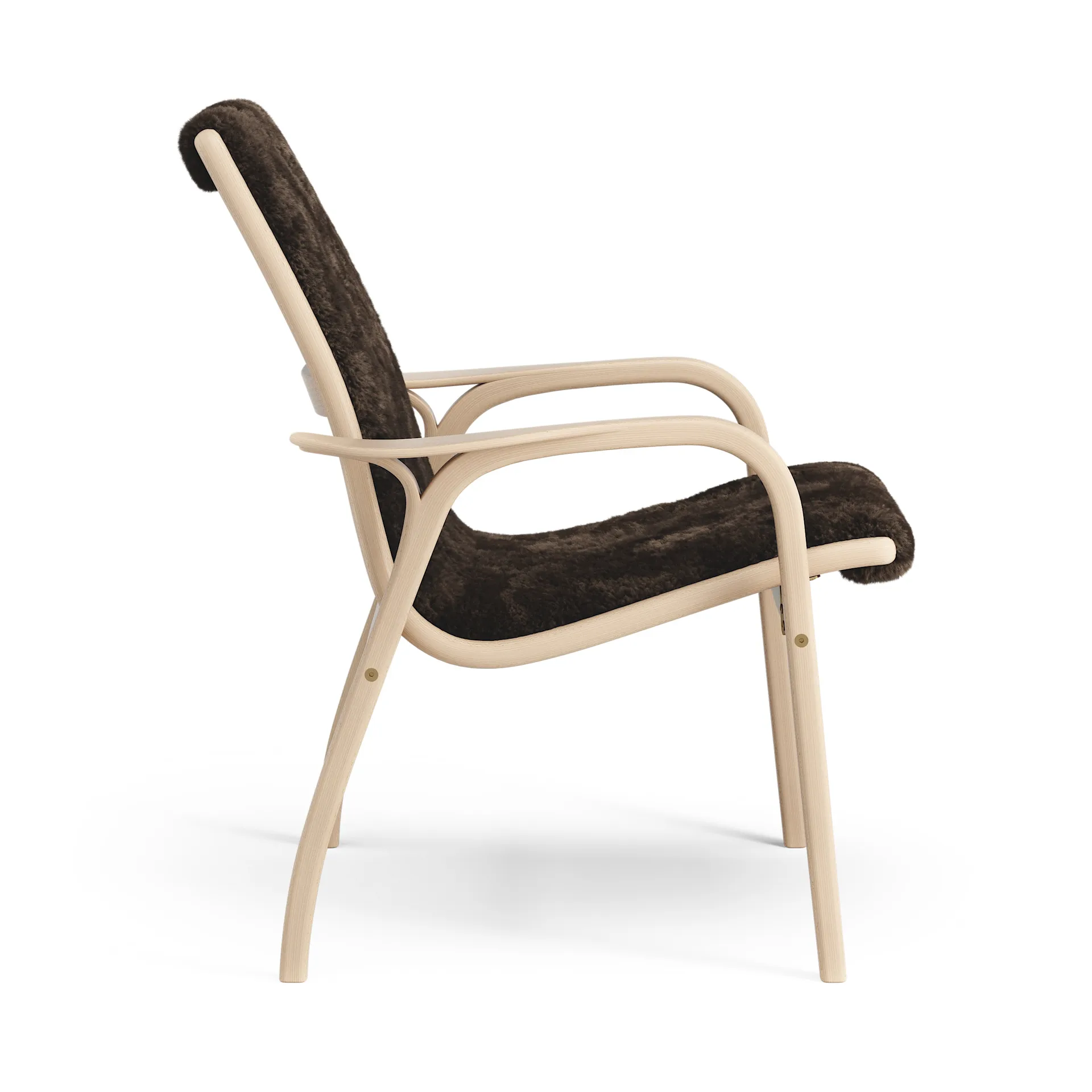 Sillón Laminett haya lacada/piel de oveja, Espresso (marrón) Swedese