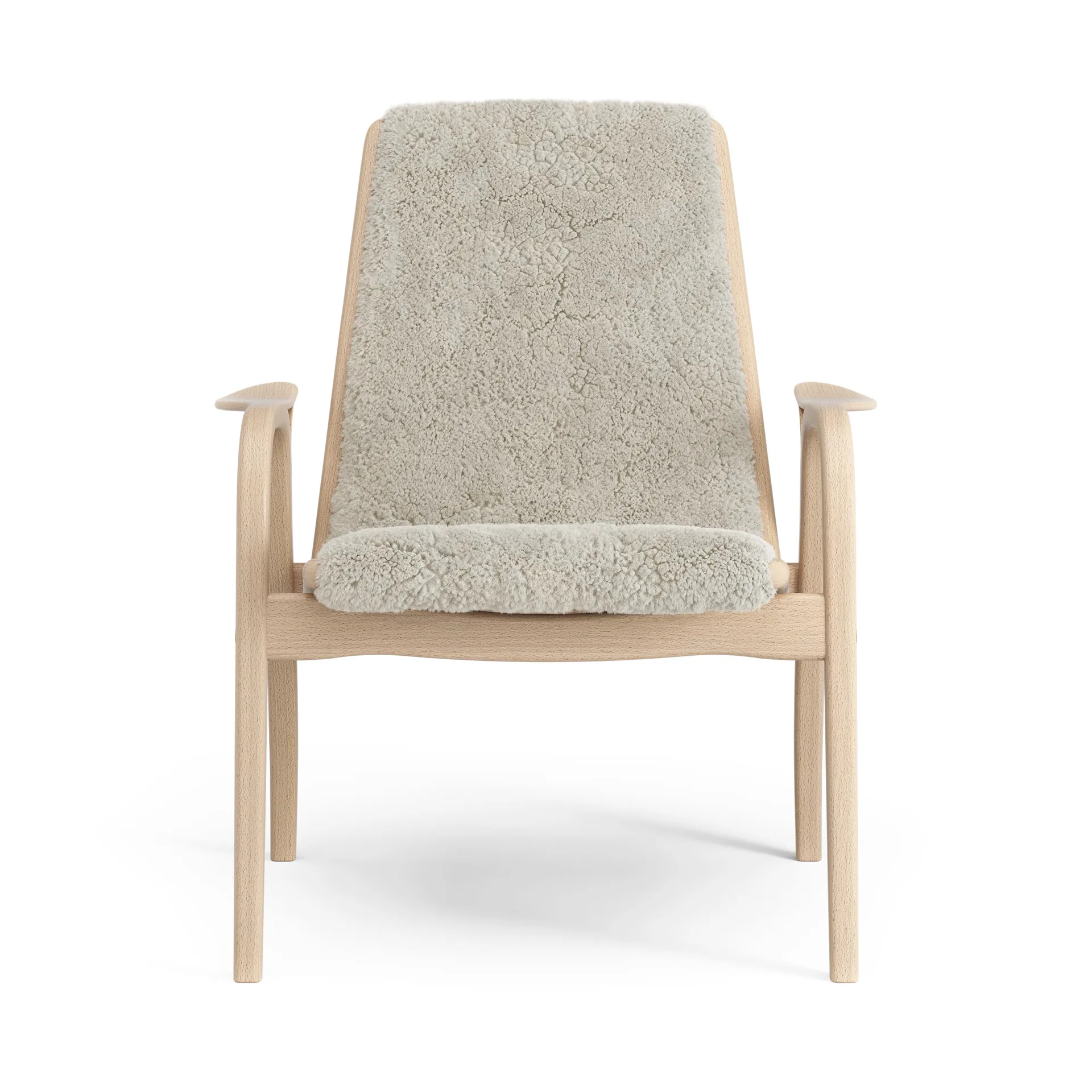 Sillón Laminett haya lacada/piel de oveja, Moonlight (beige) Swedese