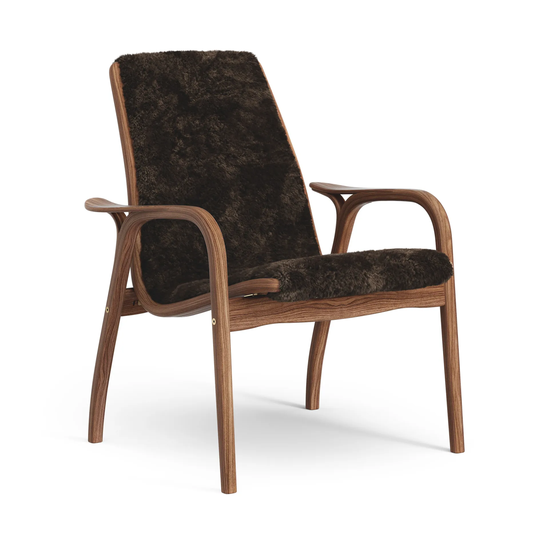 Sillón Laminett nogal aceitado/piel de oveja, Espresso (marrón) Swedese