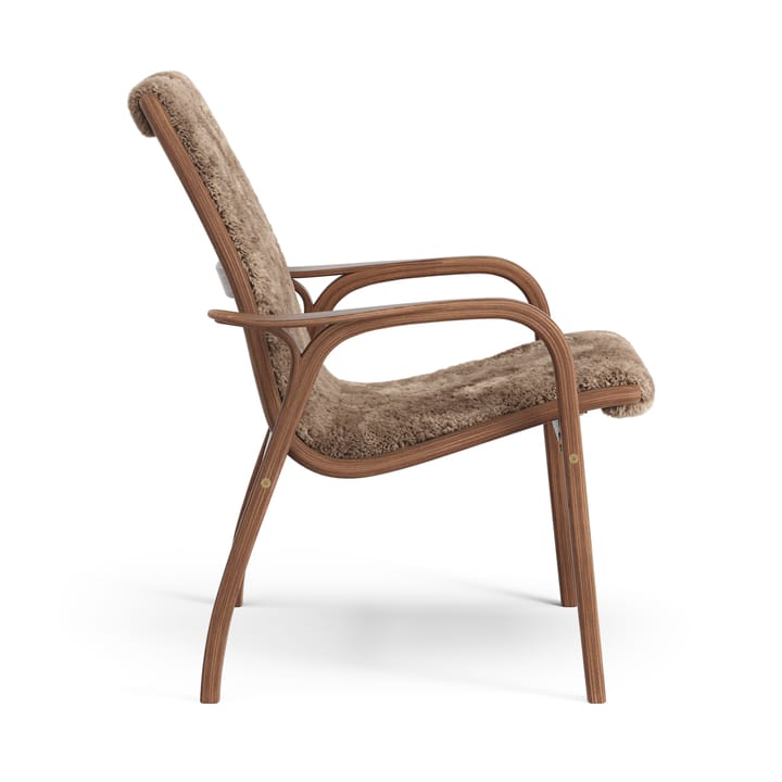 Sillón Laminett nogal aceitado/piel de oveja, Sahara (marrón turrón) Swedese