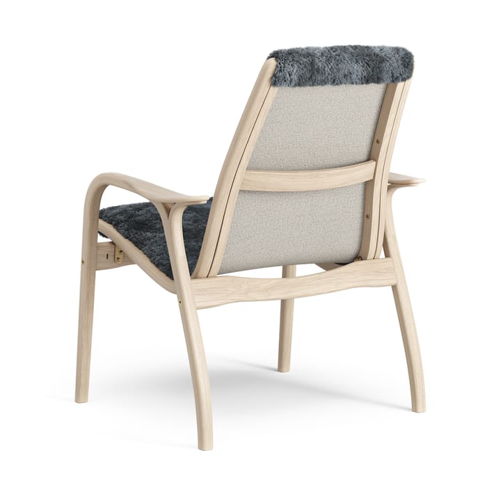 Sillón Laminett roble pigmentado blanco/piel de oveja, Charcoal (gris oscuro) Swedese