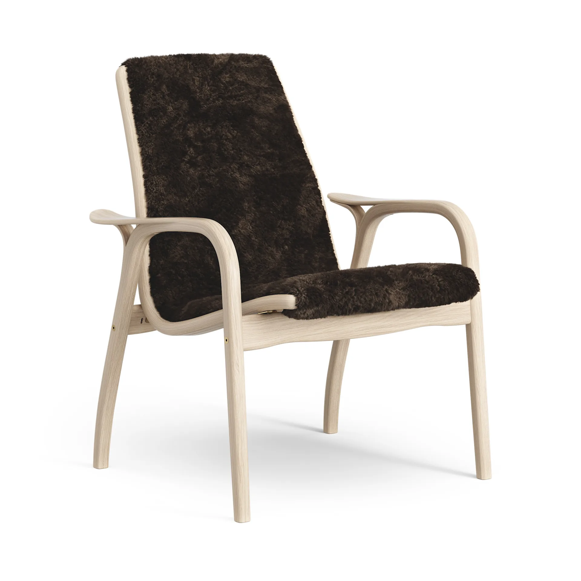 Sillón Laminett roble pigmentado blanco/piel de oveja, Espresso (marrón) Swedese