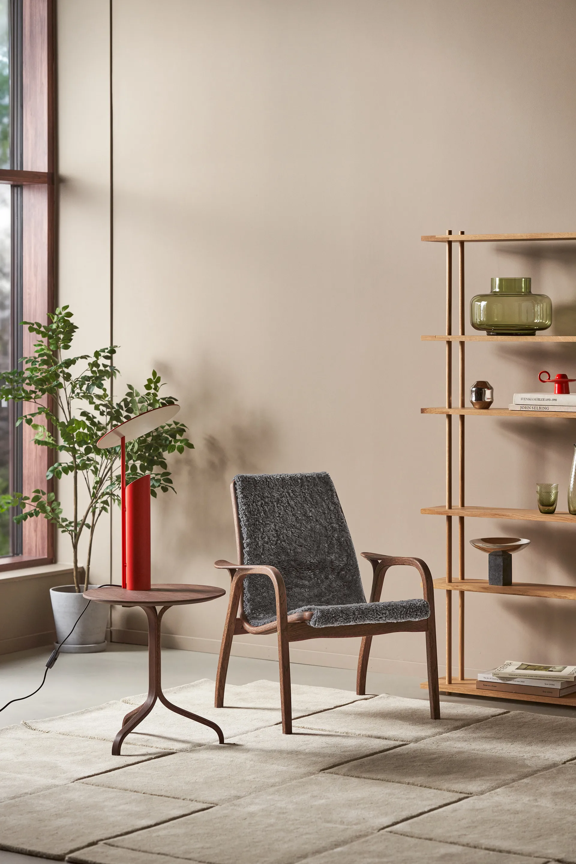 Sillón Laminett roble/piel de oveja Special Edition, Rubio Monocoat Chocolate-Charcoal Swedese