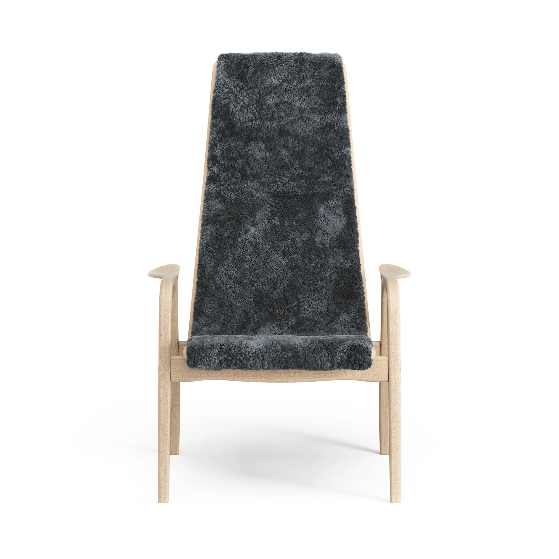 Sillón Lamino haya lacada/piel de oveja, Charcoal (gris oscuro) Swedese