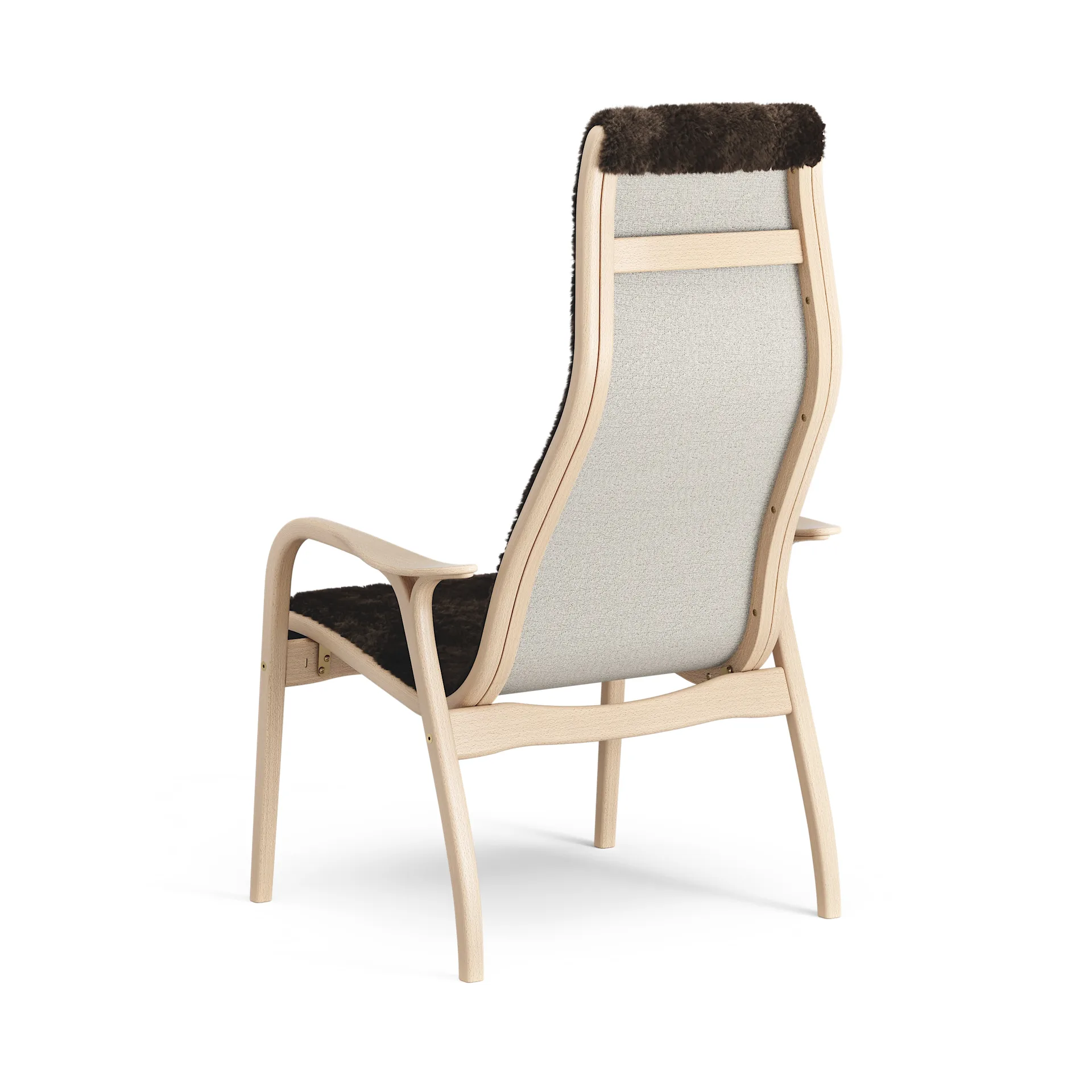 Sillón Lamino haya lacada/piel de oveja, Espresso (marrón) Swedese