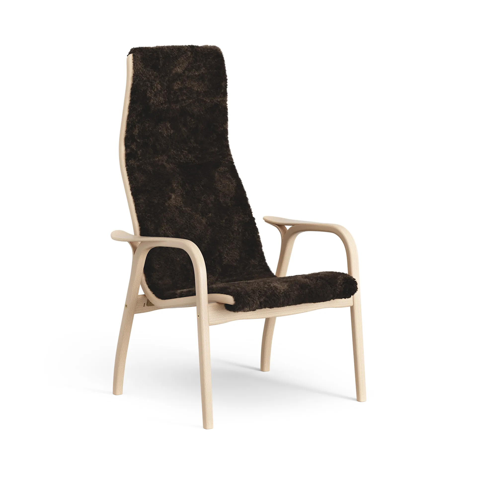 Sillón Lamino haya lacada/piel de oveja, Espresso (marrón) Swedese