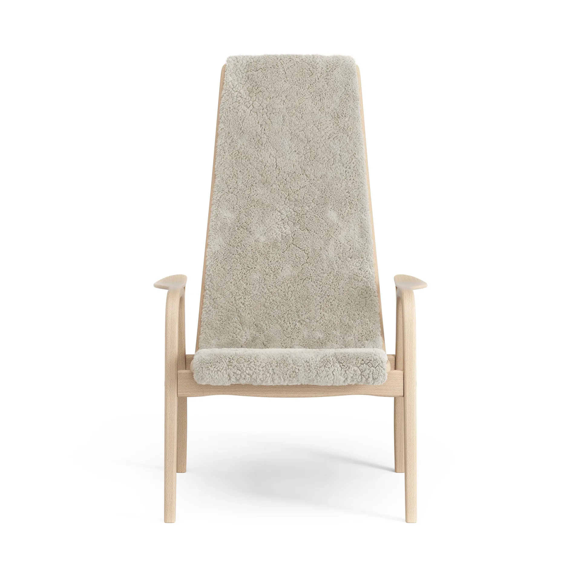 Sillón Lamino haya lacada/piel de oveja, Moonlight (beige) Swedese