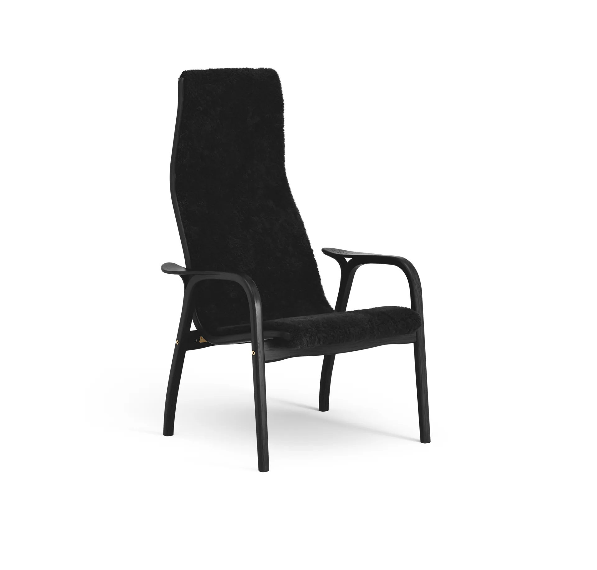 Sillón Lamino, Piel de oveja black-haya teñida de negro Swedese