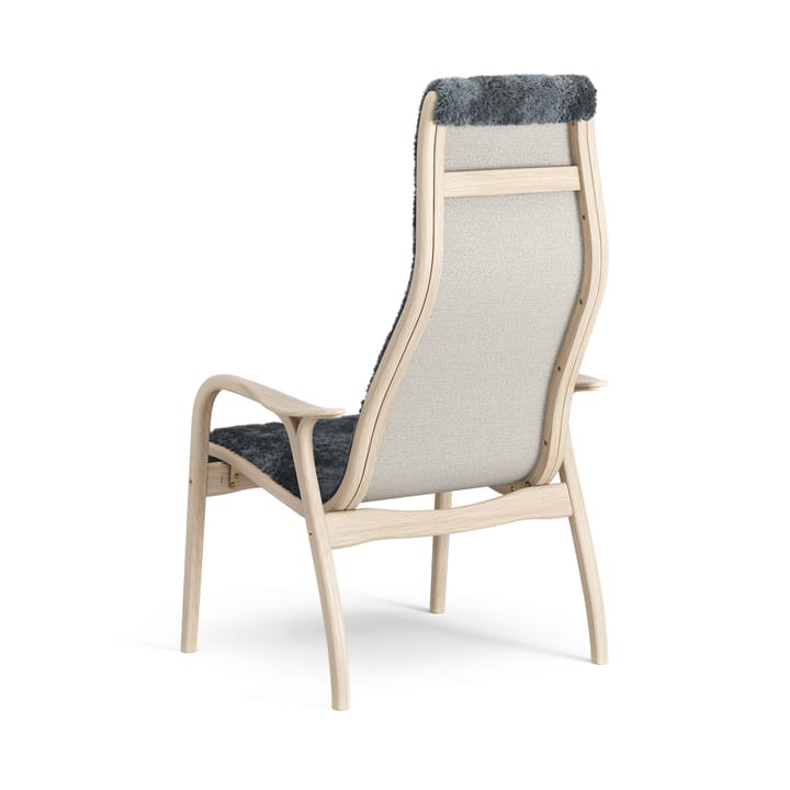 Sillón Lamino roble pigmentado blanco/piel de oveja, Charcoal (gris oscuro) Swedese