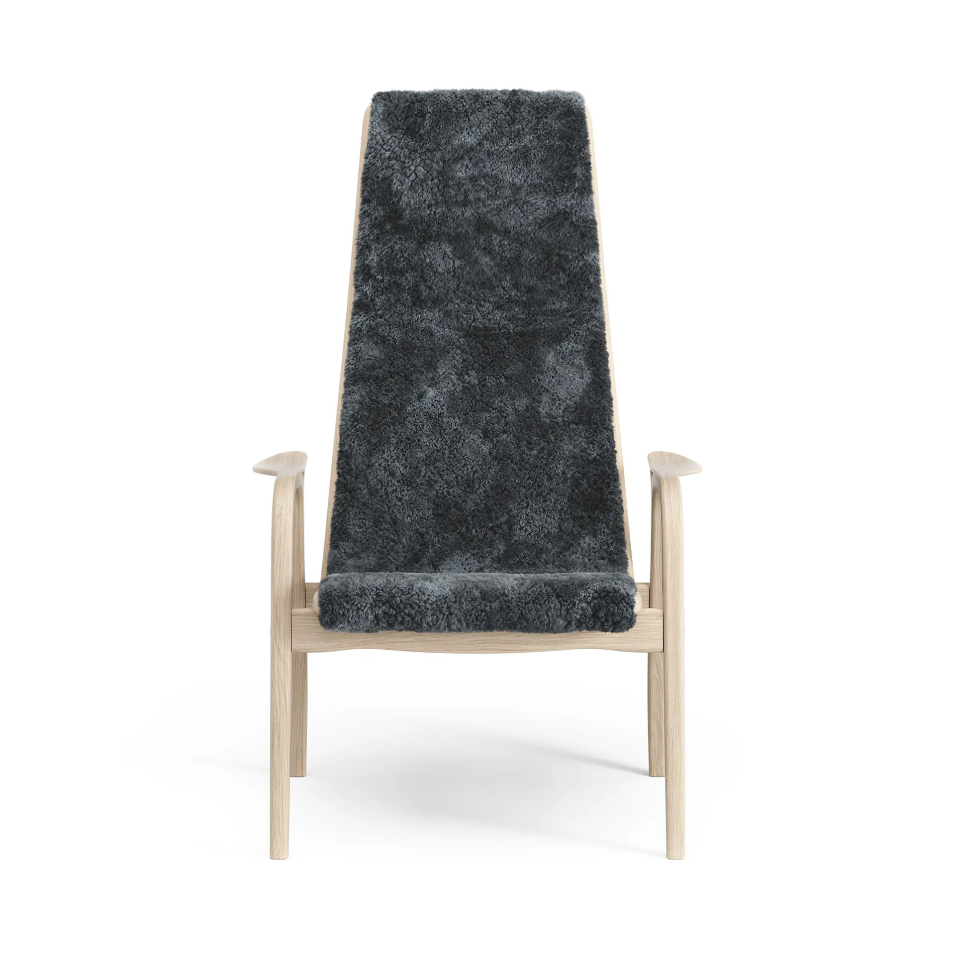 Sillón Lamino roble pigmentado blanco/piel de oveja, Charcoal (gris oscuro) Swedese