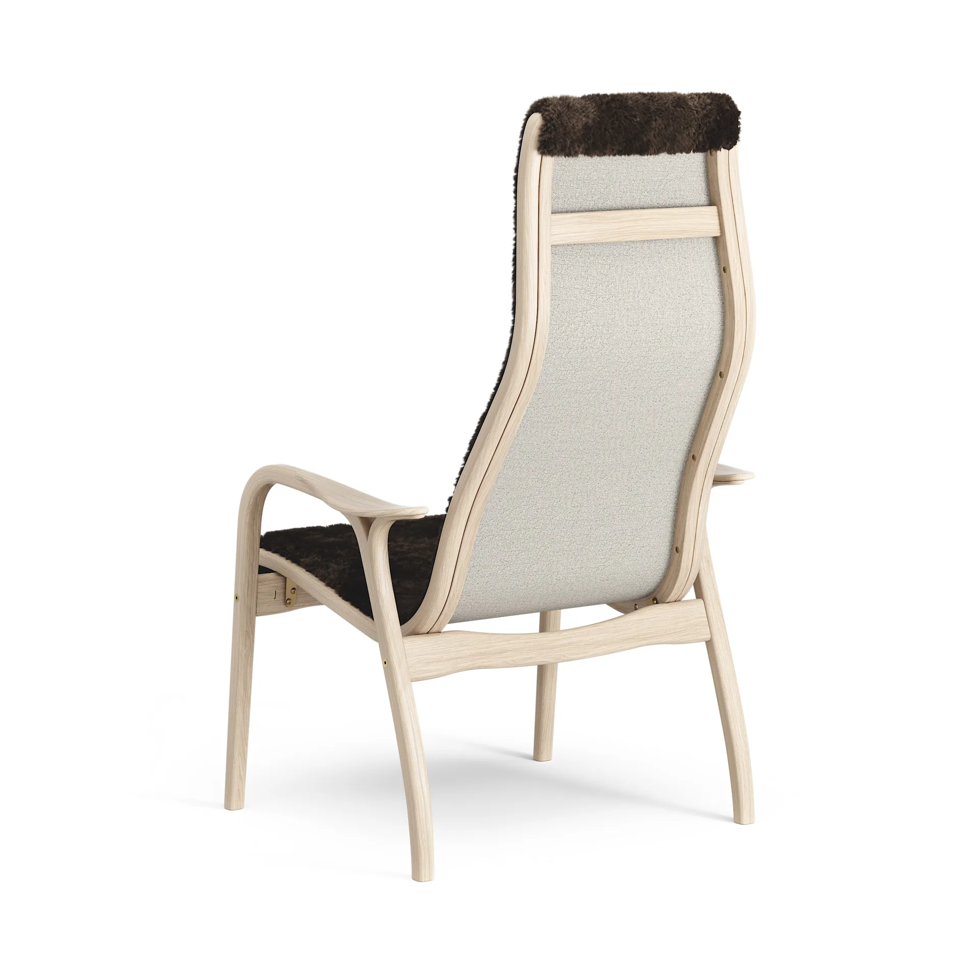 Sillón Lamino roble pigmentado blanco/piel de oveja, Espresso (marrón) Swedese