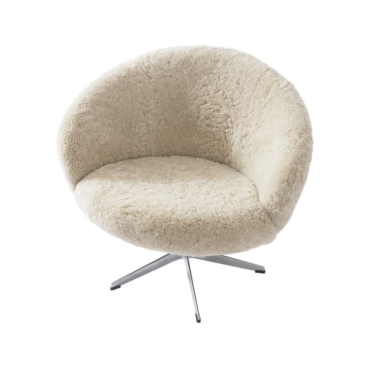 Sillón Rondino, Piel de oveja moonlight, aluminio pulido Swedese