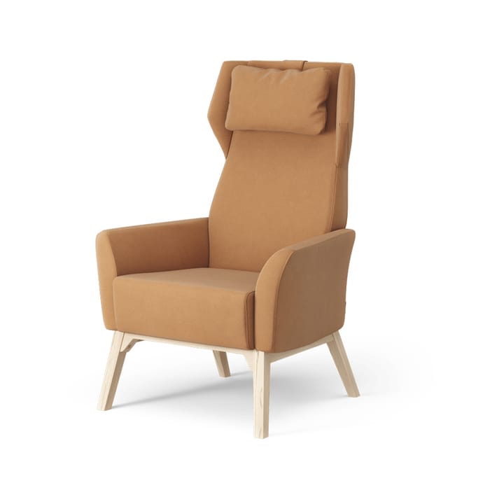 Sillón Select - Tela steelcut trio 3 466 naranja, base de fresno lacado natural - Swedese