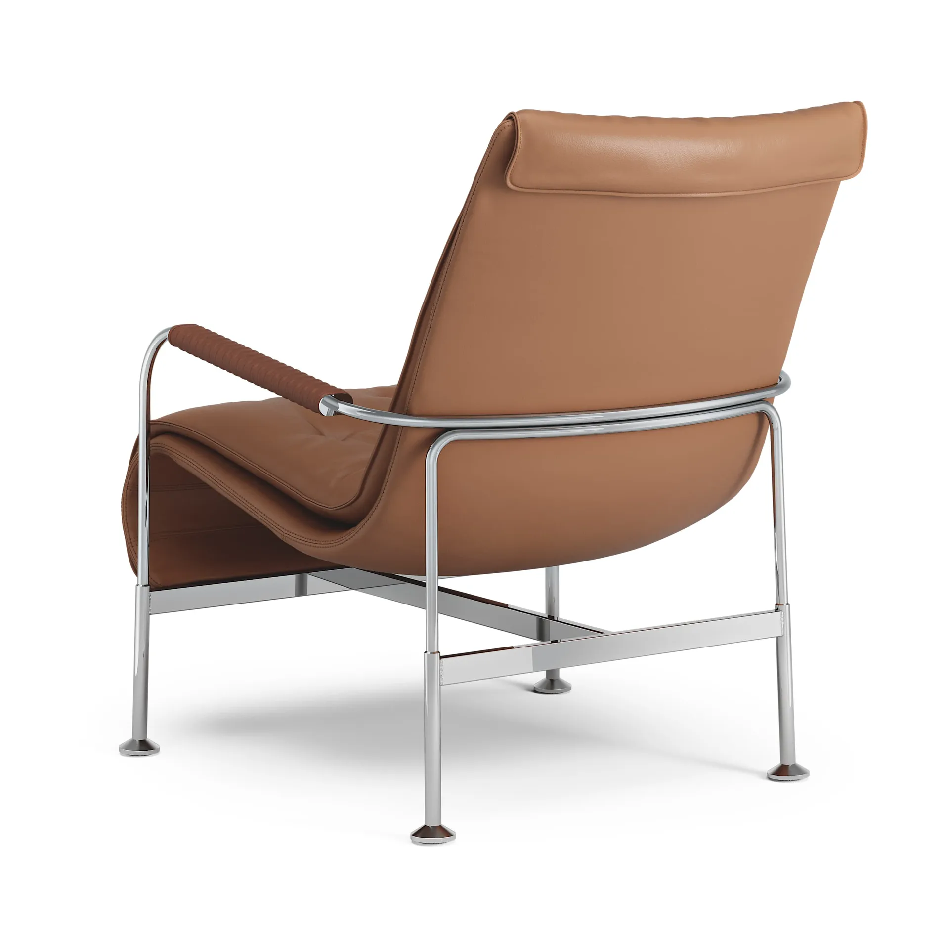 Sillón Serpentine, Cuero Elmo Soft marrón claro-cromo-Tärnsjö Cognac Swedese