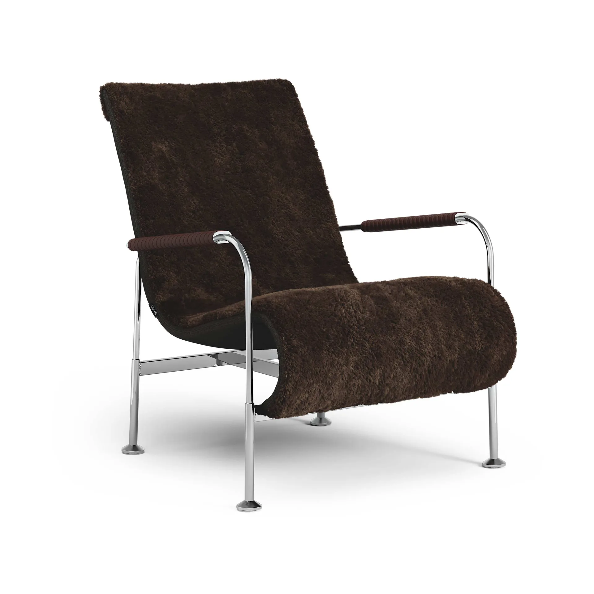 Sillón Serpentine, Piel de oveja Espresso-cromo-Tärnsjö Tobacco Swedese
