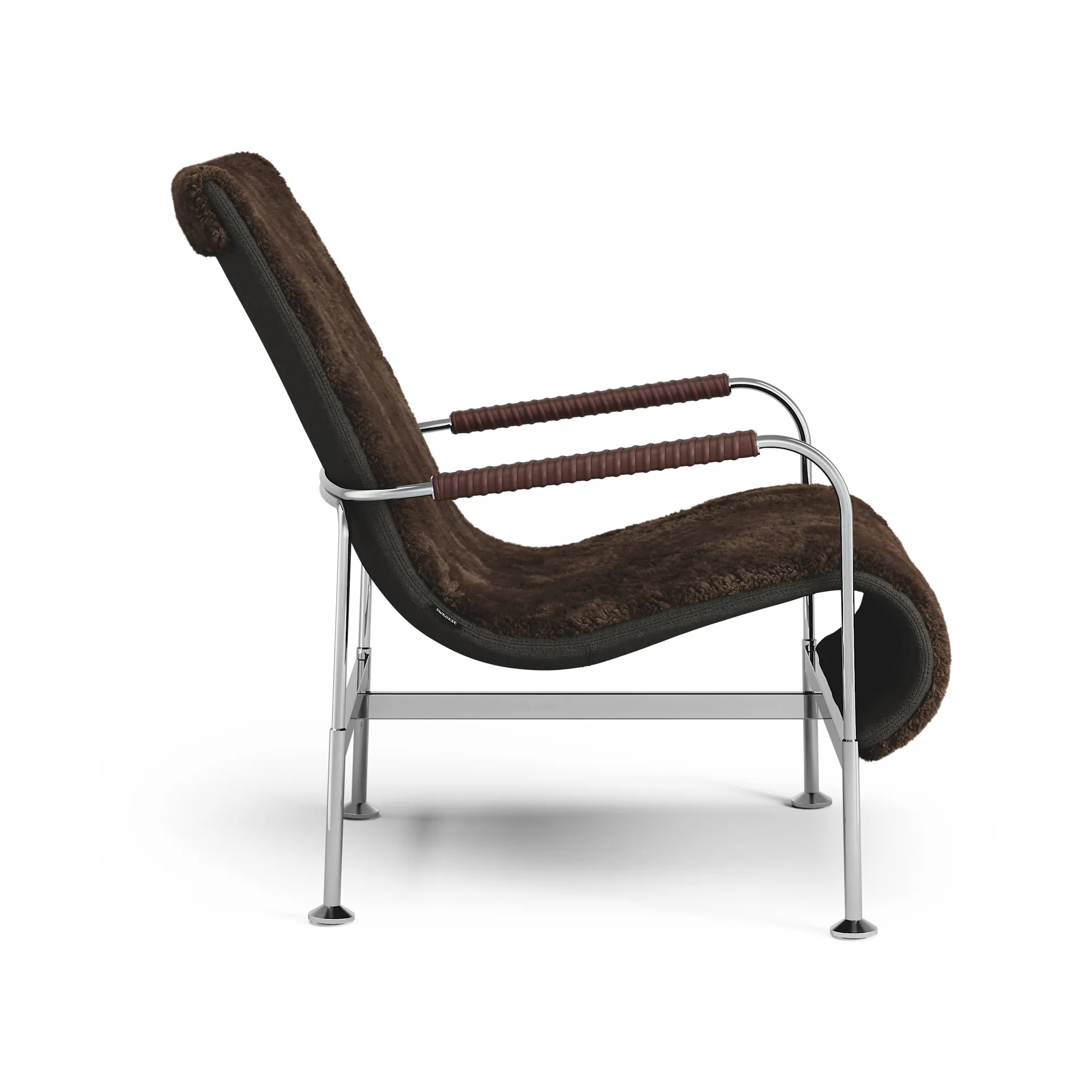 Sillón Serpentine, Piel de oveja Espresso-cromo-Tärnsjö Tobacco Swedese