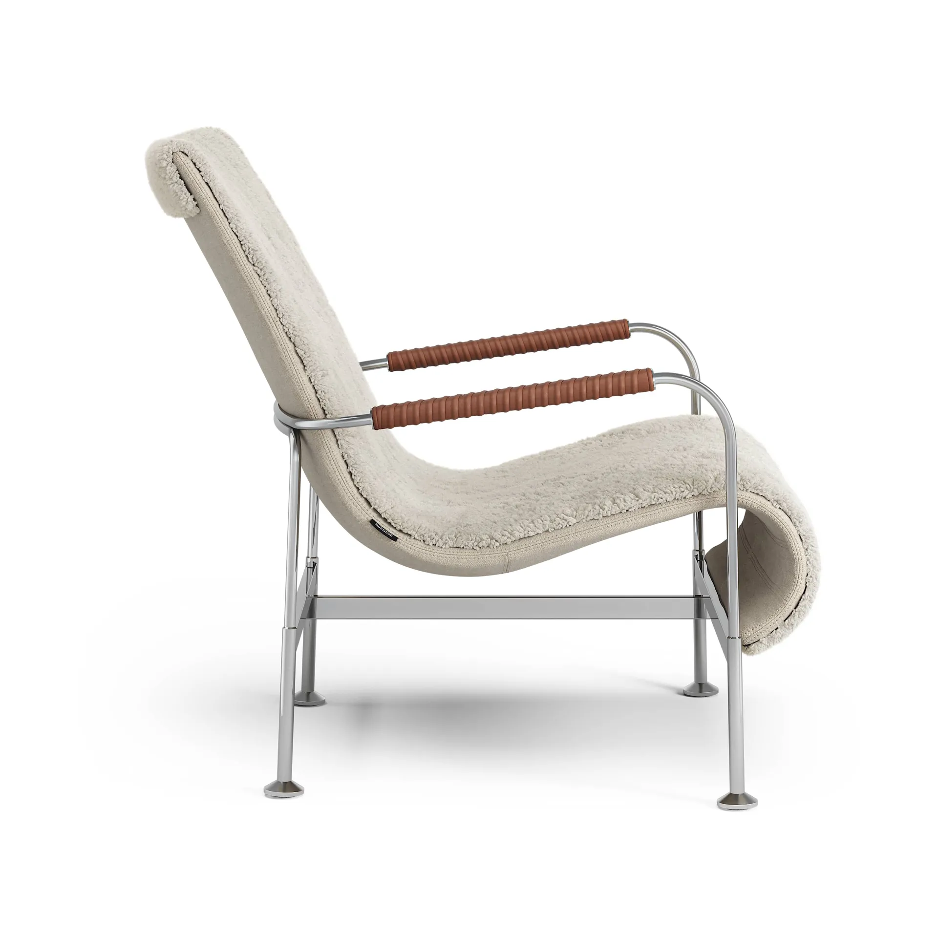 Sillón Serpentine, Piel de oveja Moonlight-cromo-Tärnsjö Cognac Swedese