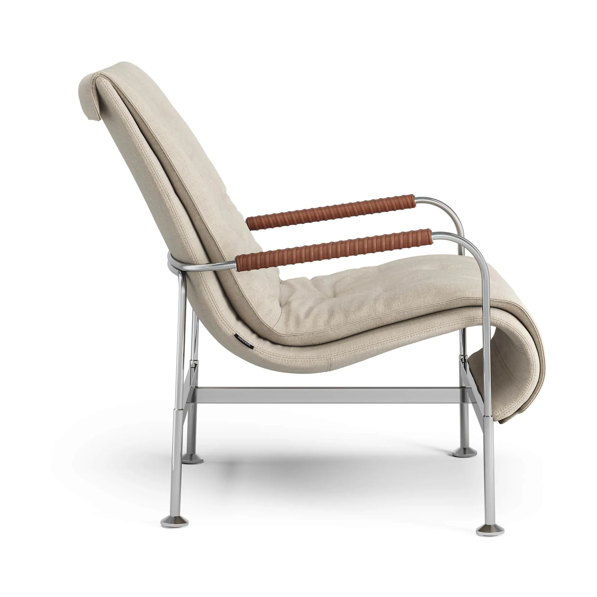 Sillón Serpentine, Tejido Romo Linara Rye-cromo-tärnsjö Cognac Swedese