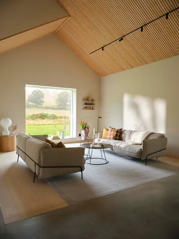 Sofá Continental - Wave Cobblestone-acero lacado negro - Swedese